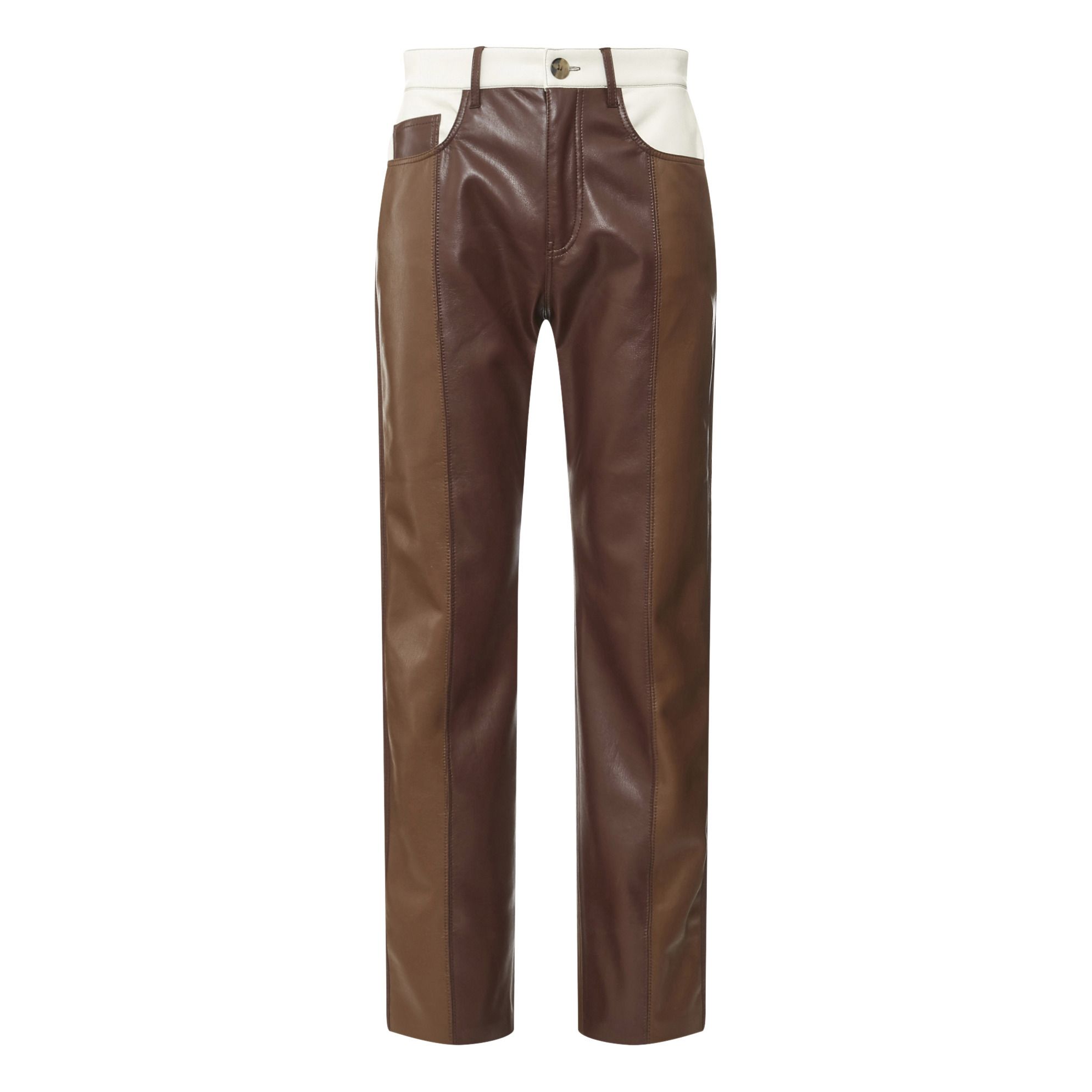 khaki leather trousers