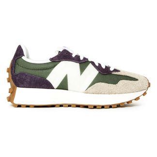 womens new balance burgundy 327 suede & mesh trainers