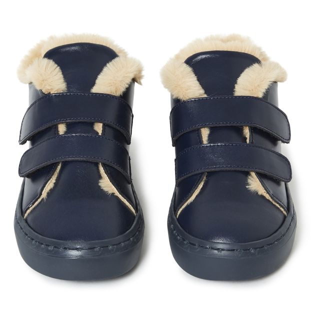 Sneakers con velcro e interno in pelo  | Blu marino