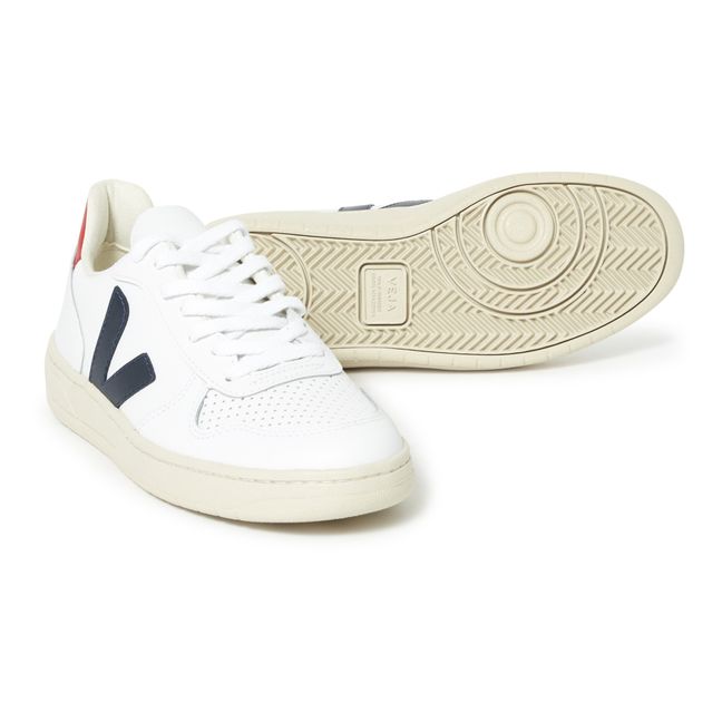 V-10 Leather Lace-Up Sneakers | Navy blue