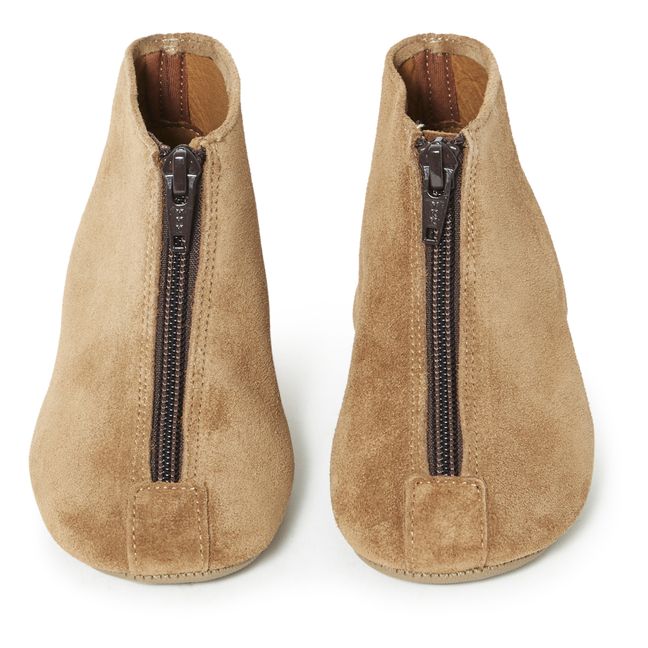 Nubuck Zip-up booties | Brown