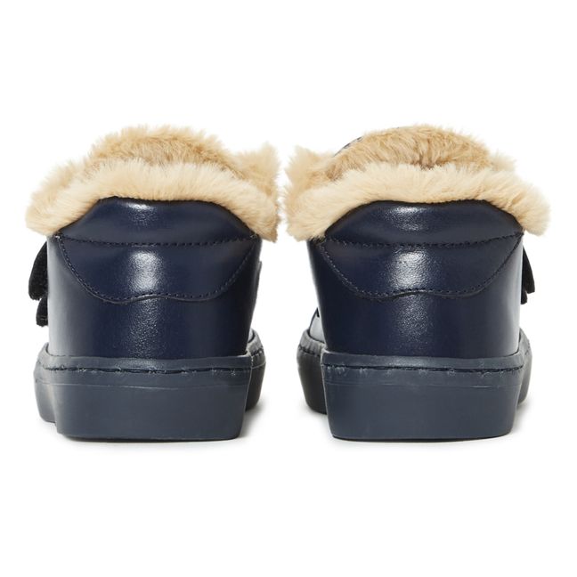 Sneakers con velcro e interno in pelo  | Blu marino