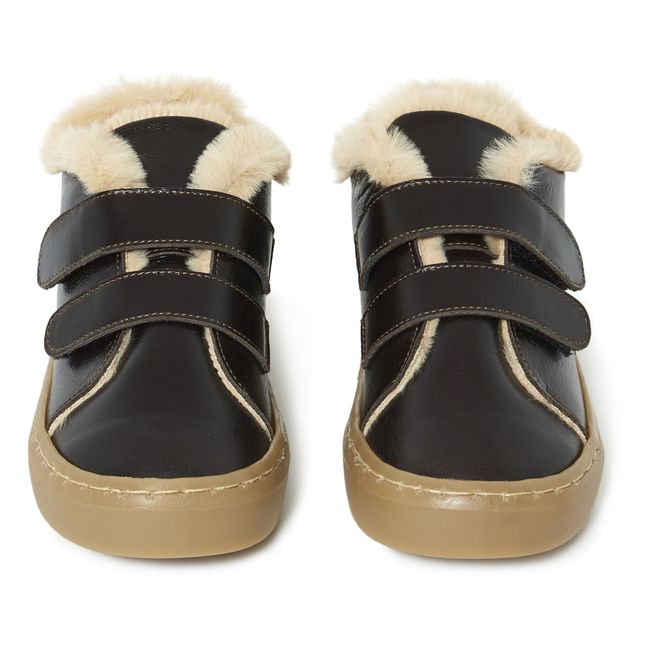 Velcro Fur-lined Sneakers | Brown