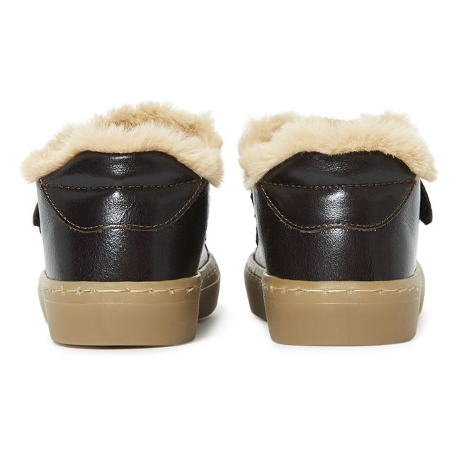 Sneakers con velcro e interno in pelo  | Marrone