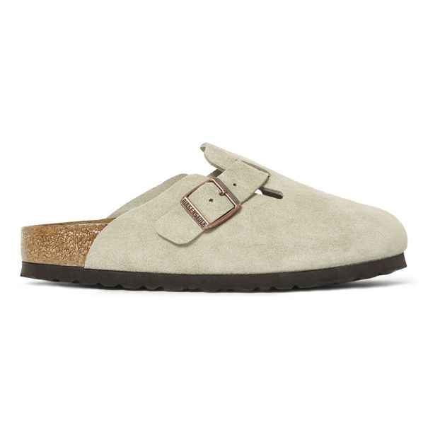 Boston Suede Leather Clogs - Adult Collection Taupe brown