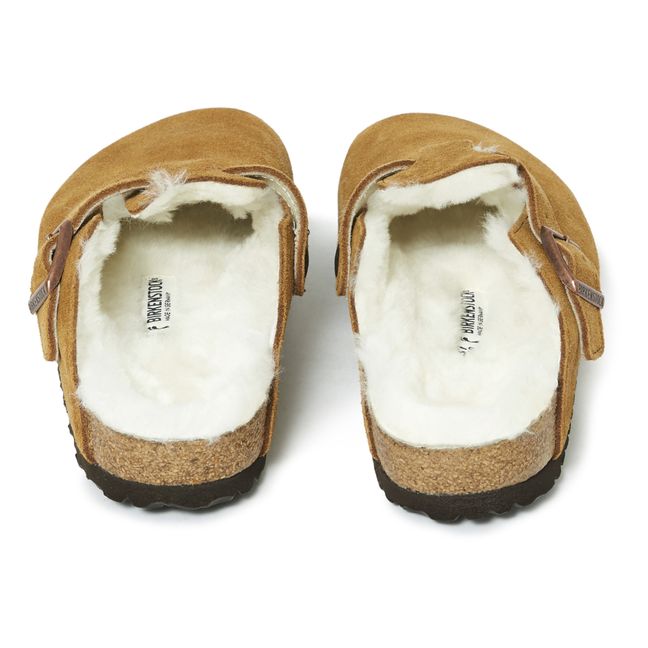 Zuecos Boston de cuero y ante - Colección Mujer  | Camel