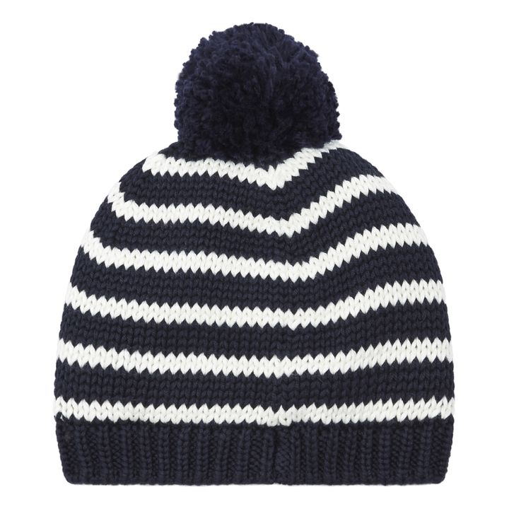 Fleece-lined Striped Beanie | Blue- Product image n°1