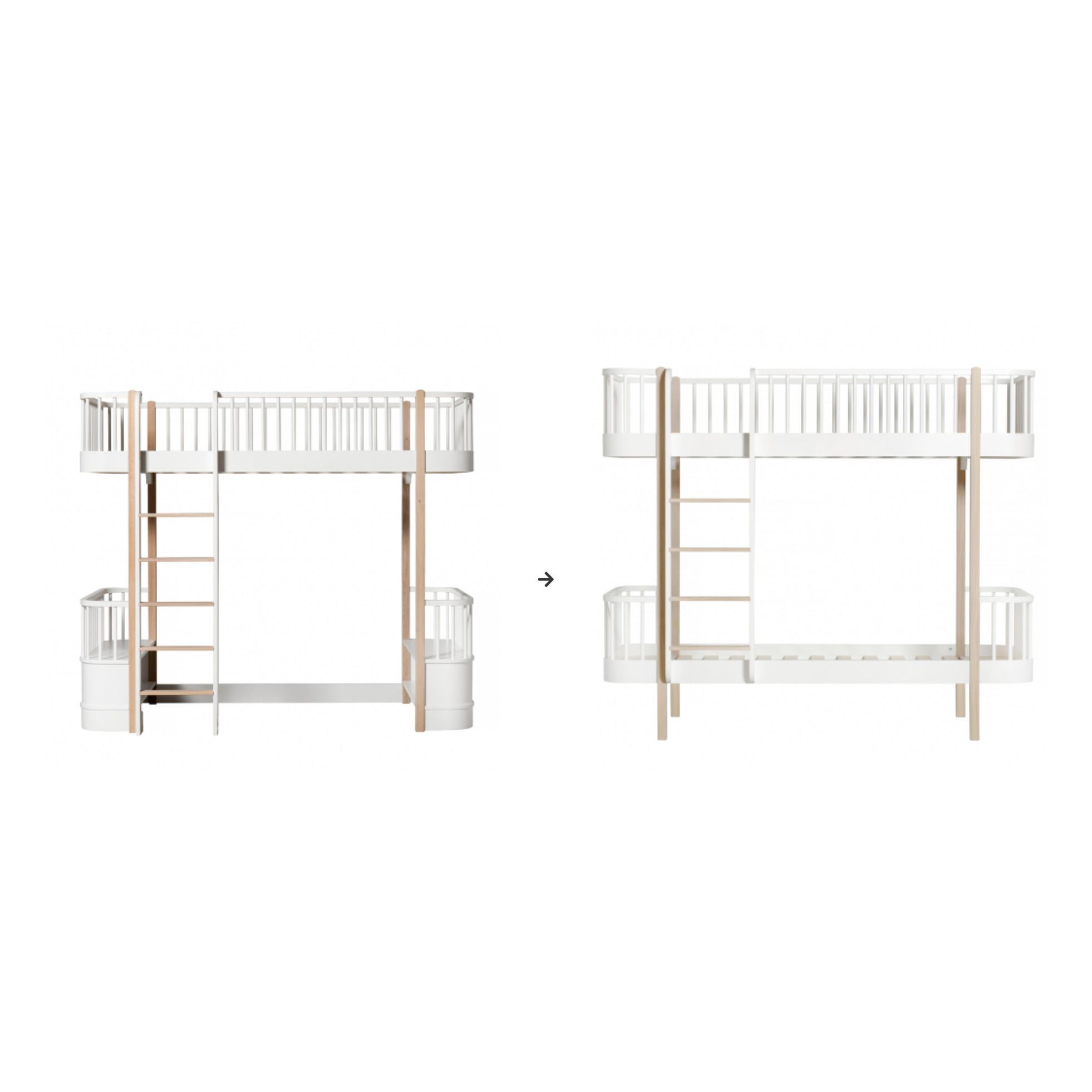 Oliver Furniture - Kit de conversion pour Lit mezzanine haut en lit superposé, blanc/chêne - Naturel