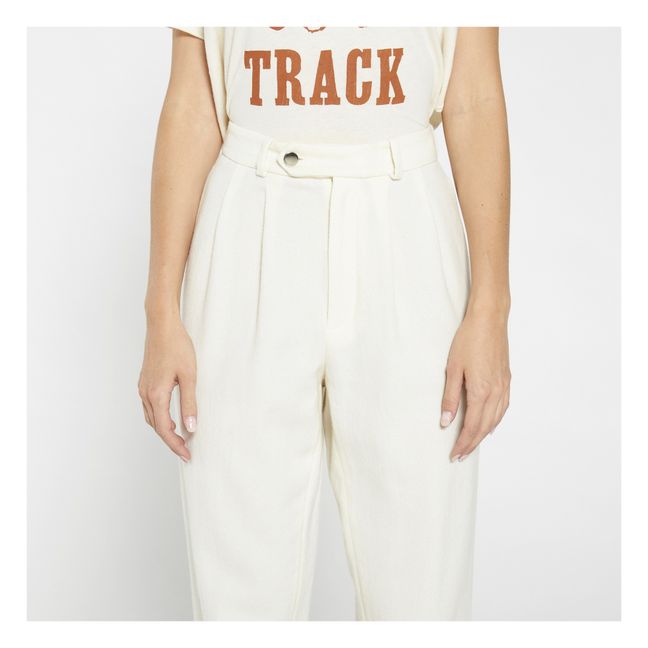 Pantalón de pinzas Taylor Jermyn de lana | Crudo
