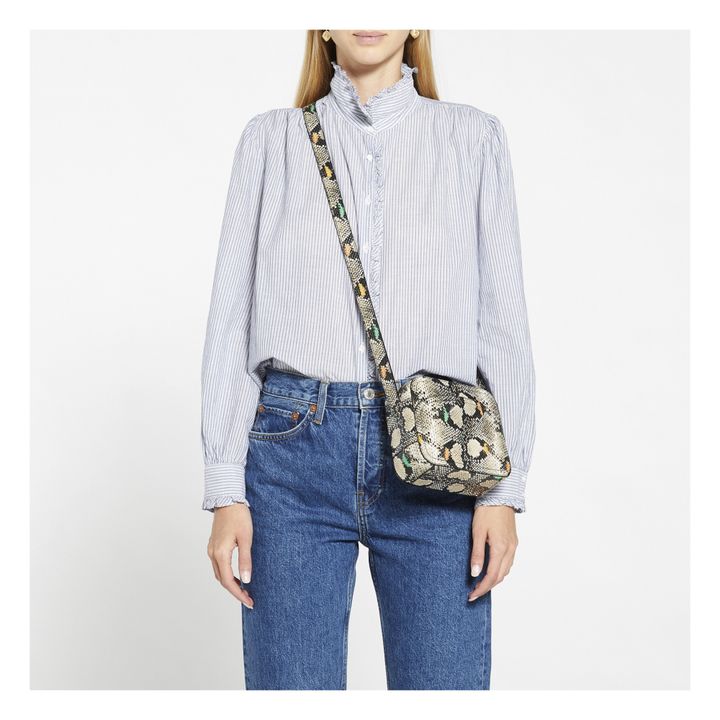 Louisette Python-style Leather Bag | Beige