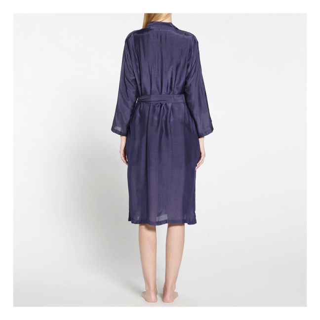 Kimono de algodón y seda | Azul Noche