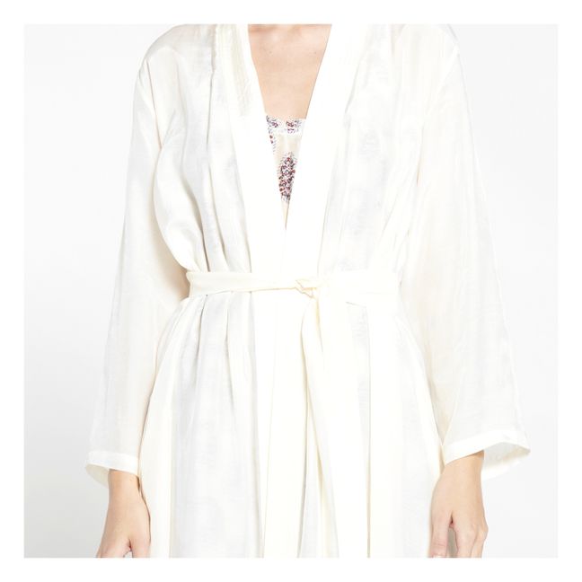 Kimono de algodón y seda | Crudo