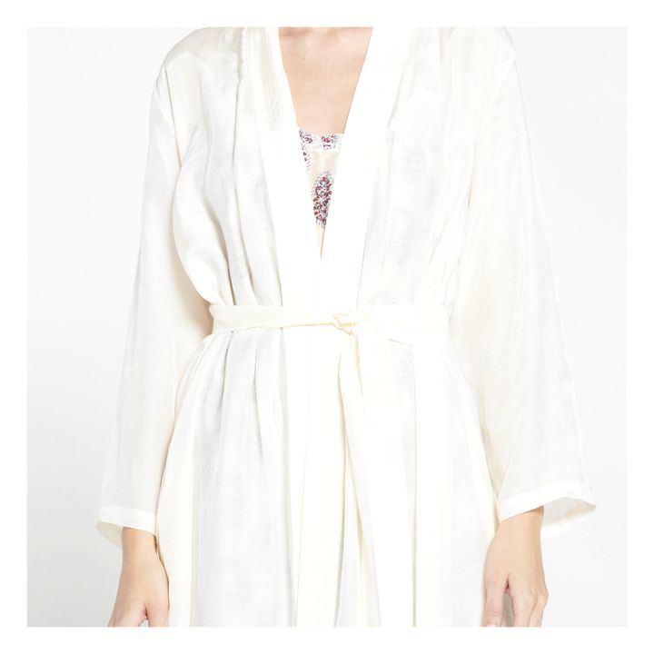 Kimono de algodón y seda Crudo- Imagen del producto n°4