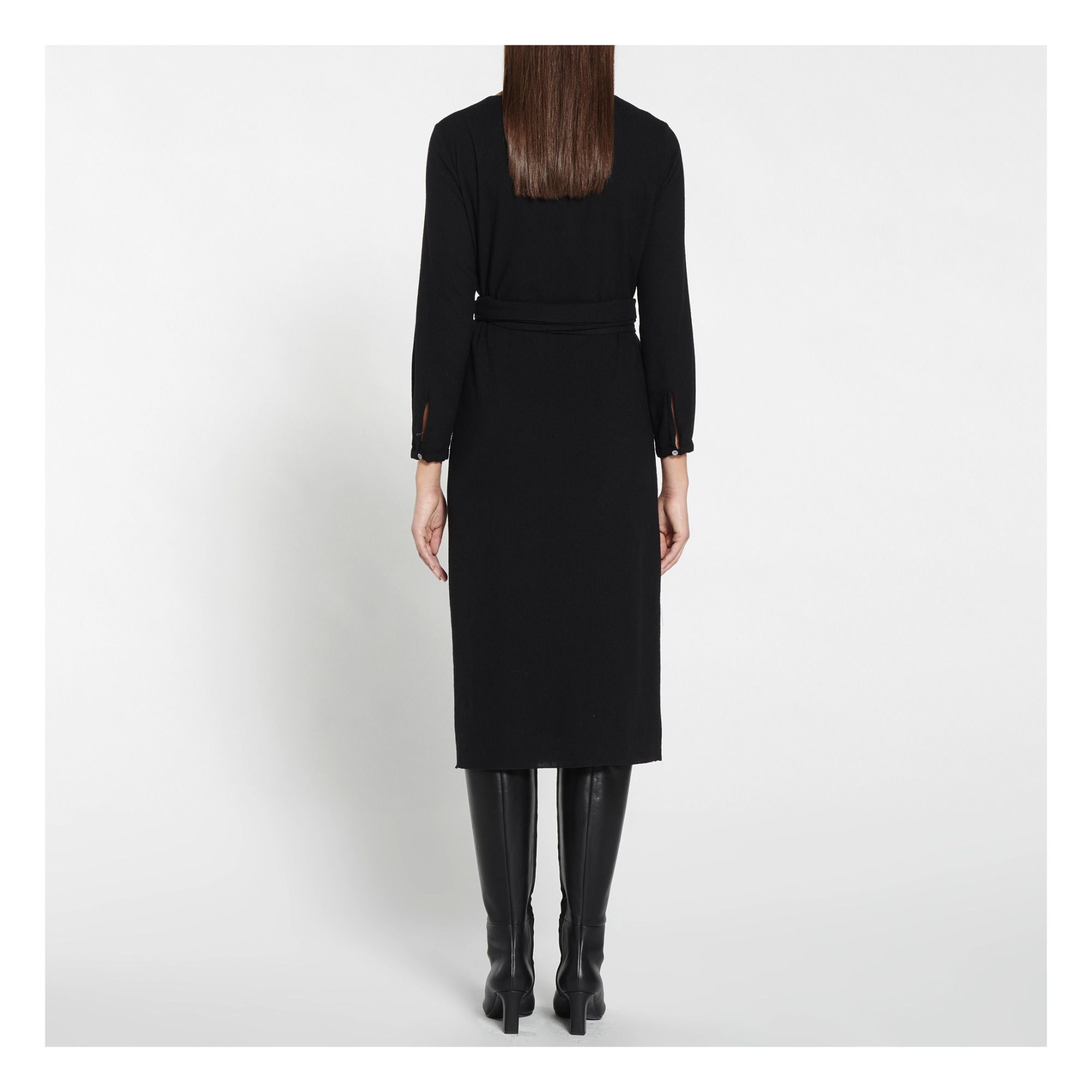 Vestito con cintura, in viscosa e lana Nero Pomandère Moda Adulto