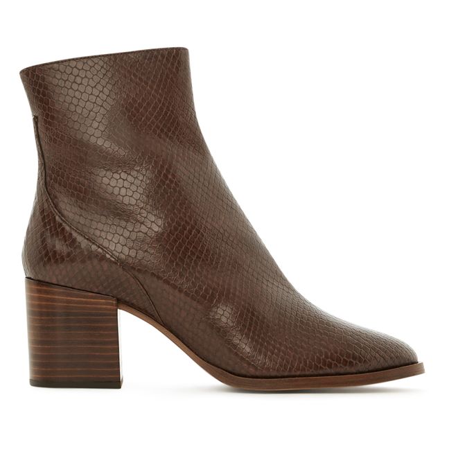 N ° 660 Leather Snake Print Boots Brown