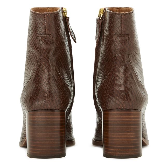 N ° 660 Leather Snake Print Boots Brown