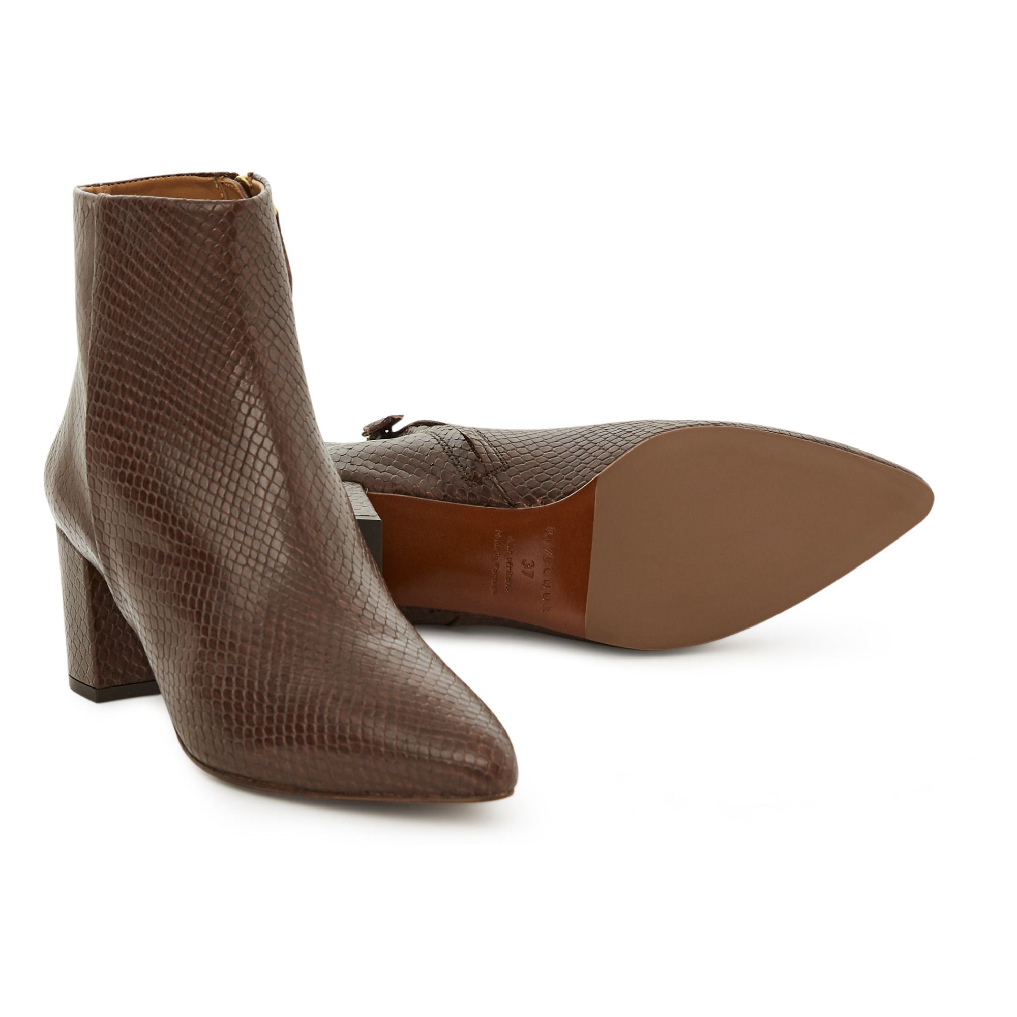 Stivaletti in pelle pitonati n°107 Marrone Rivecour Scarpe Adulto