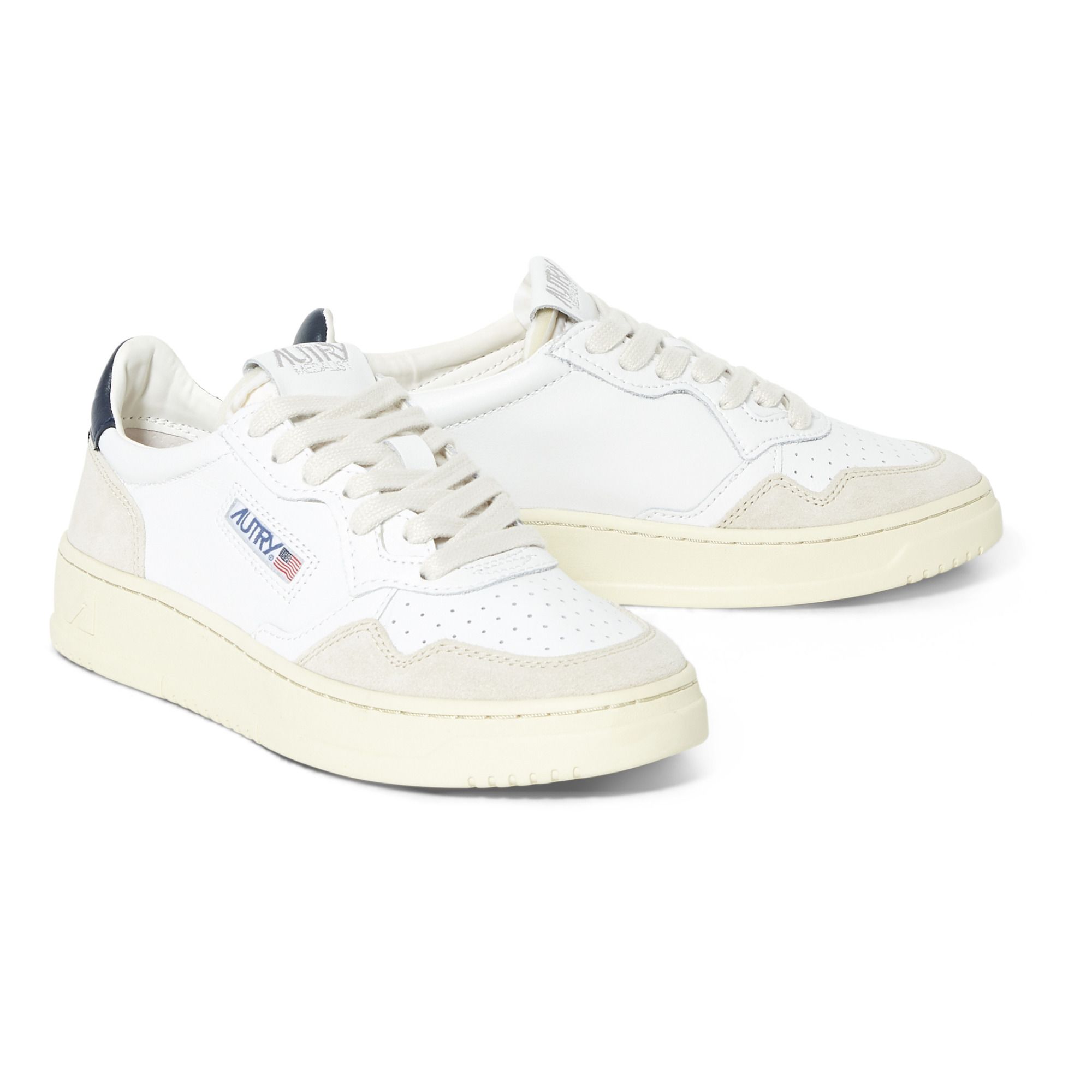 ladies blue leather trainers
