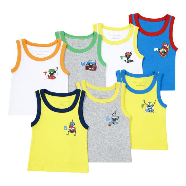Day of the Week Vest Tops, Organic Cotton Blue