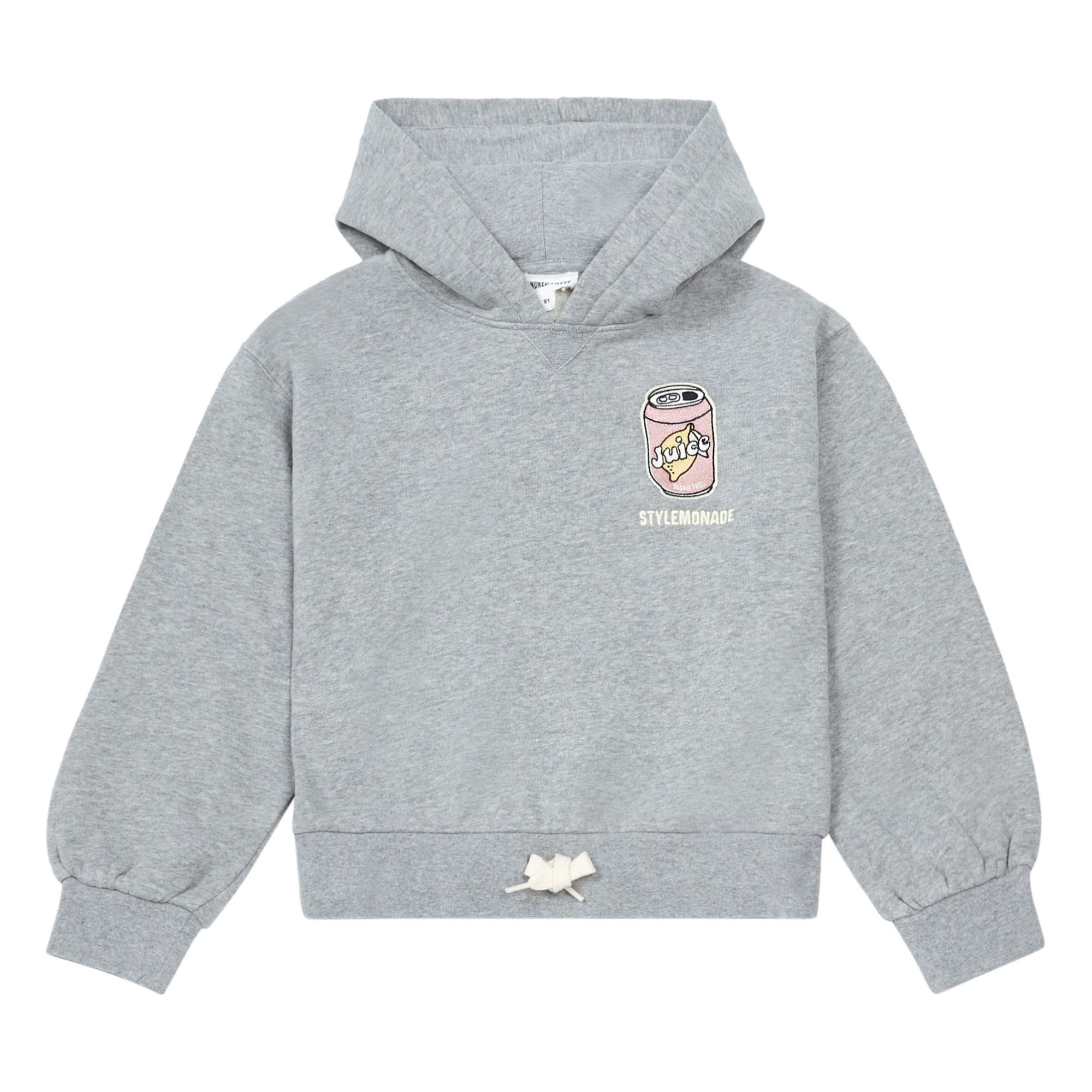 Hundred Pieces - Hoodie Coton Bio Brodé - Fille - Gris chiné