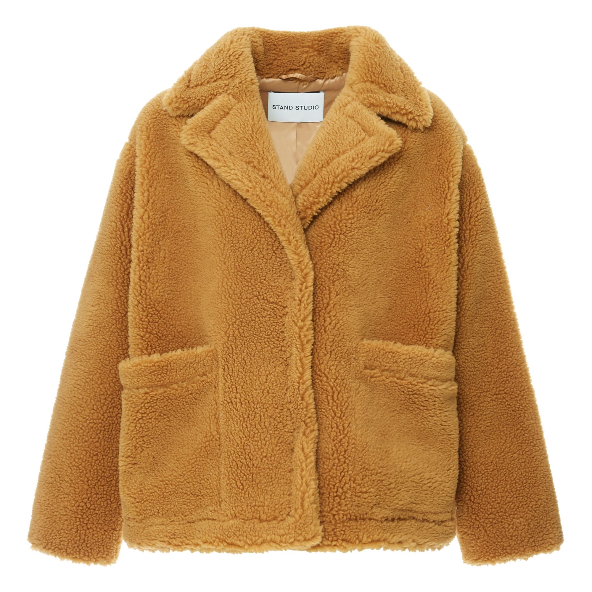 Marina Faux Fur Coat Camel Stand Studio Fashion Adult