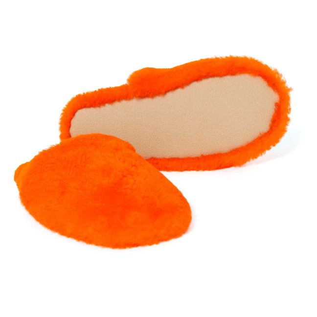 Patucos de piel y lana de merino - Colección Adulto  | Naranja