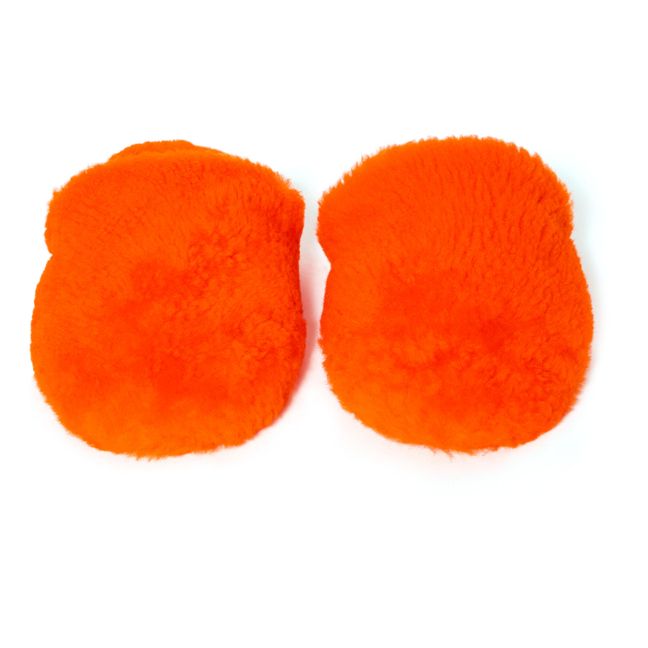 Patucos de piel y lana de merino - Colección Adulto  | Naranja