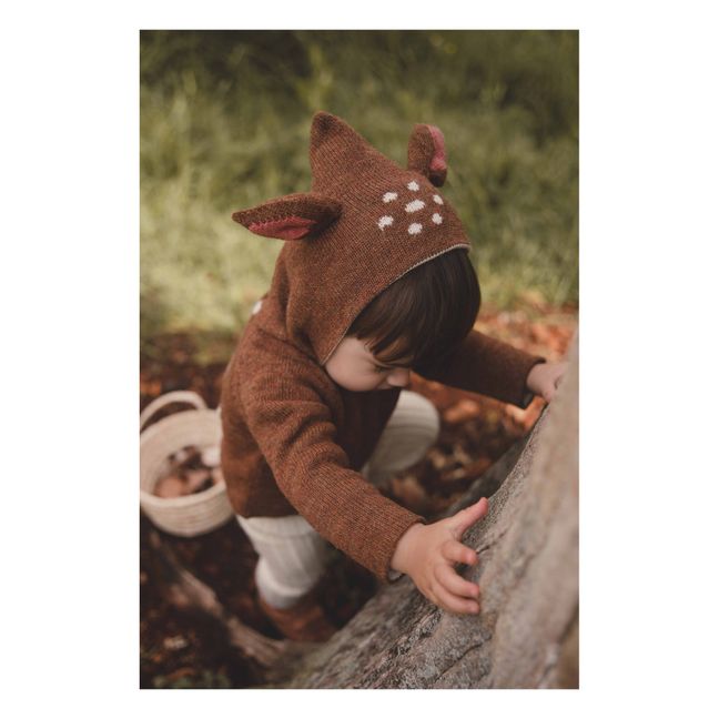 Burnus con cappuccio bambi da bambino in lana d'alpaca Marrone