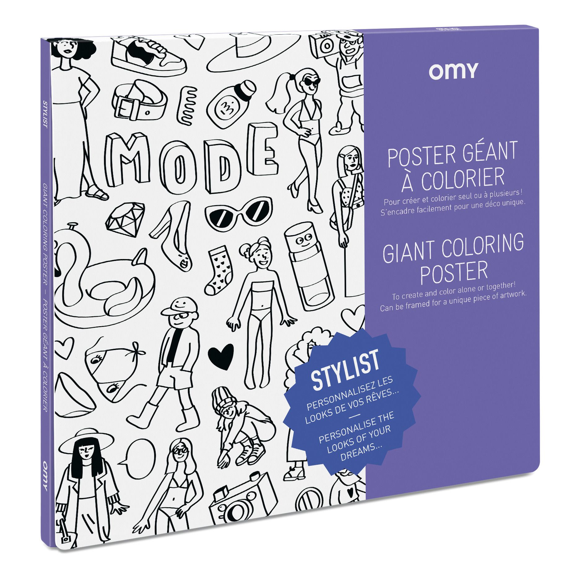 Omy - Poster géant à colorier - Stylist - Multicolore