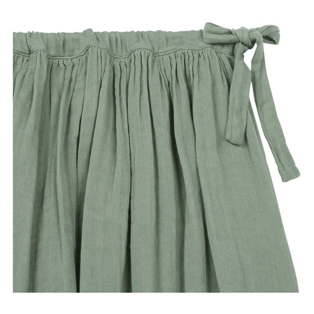 Gonna lunga Ava in cotone bio | Verde argilla