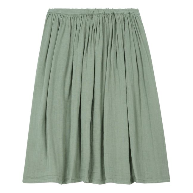 Ava Organic Cotton Long Skirt | Green clay
