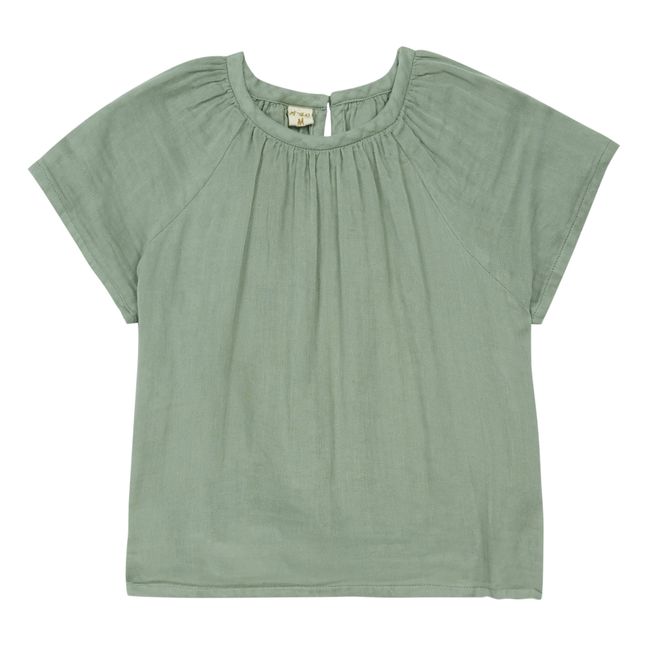 Blusa Clara de algodón orgánico  | Verde arcilla