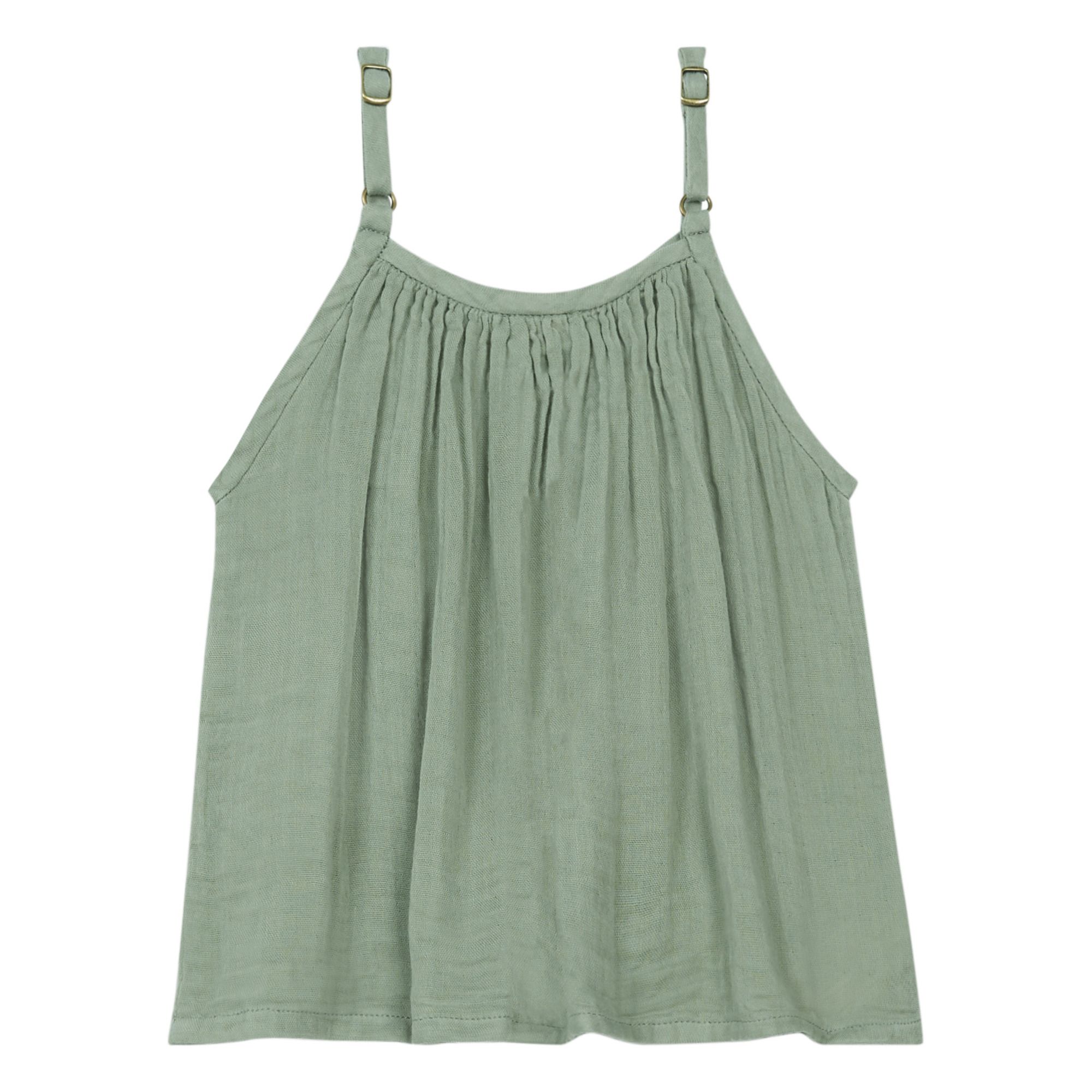 Mia Organic Cotton Top with Suspenders Green clay- Product image n°1