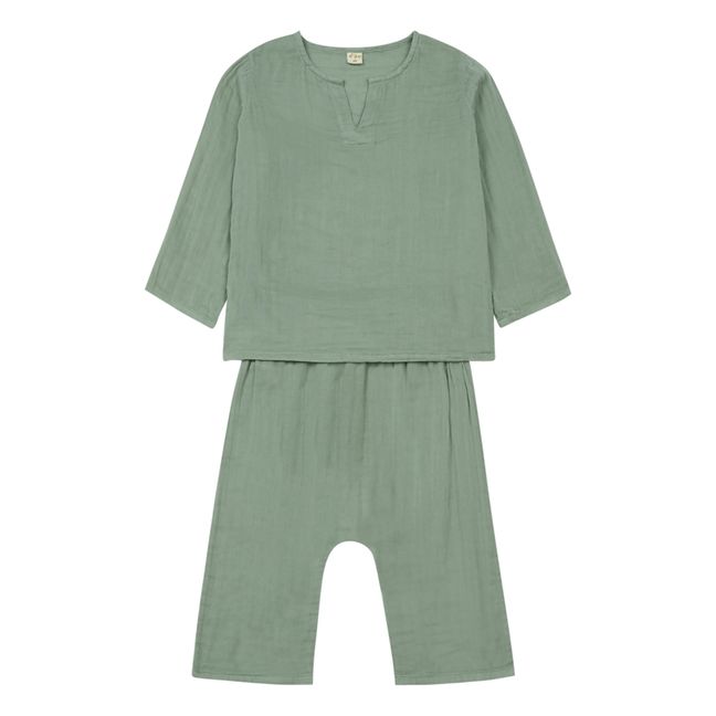 Camisa + Pantalón Zac de algodón orgánico | Verde arcilla