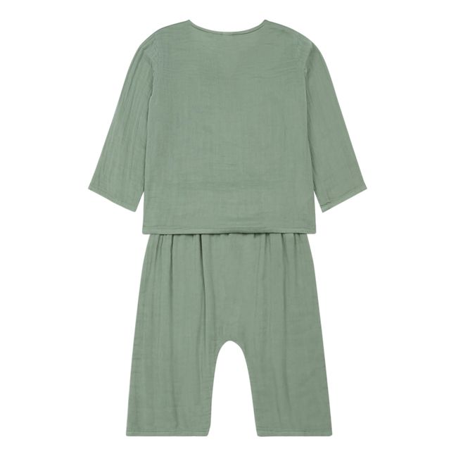 Tunisien + Pantaloni Zac in cotone bio | Verde argilla