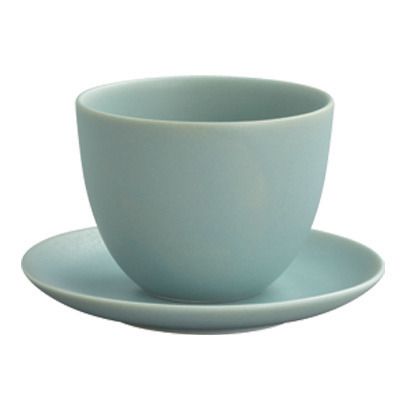 Tazza e piattino Pebble in porcellana | Verde