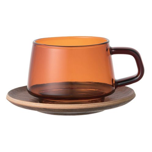 Taza y platillo Sepia en teck | ámbar