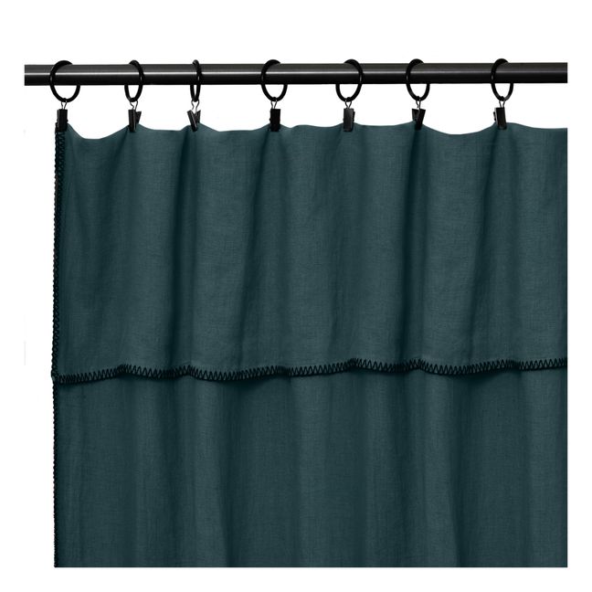 Washed Linen Pinch Curtain Faded Blue