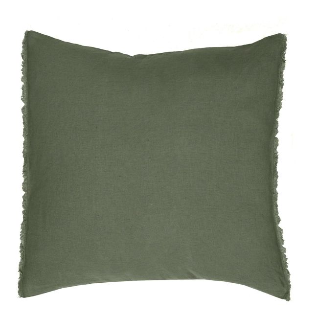 Funda de cojín de lino lavado | Verde Kaki