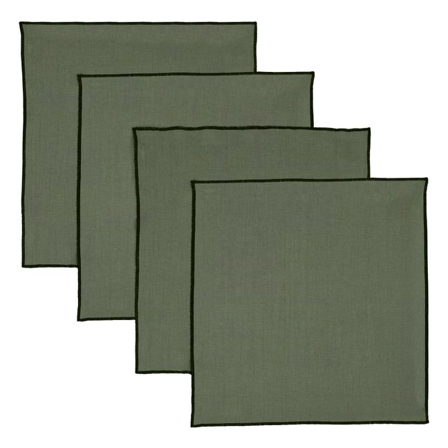 Servilletas de lino lavado - Set de 4 Verde Kaki