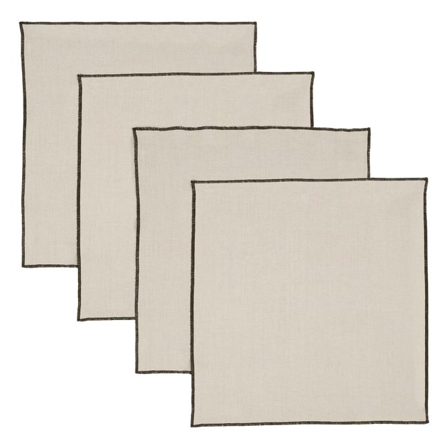 Tovagliolo da tavolo in lino lavato-filato - Set da 5 | Naturale