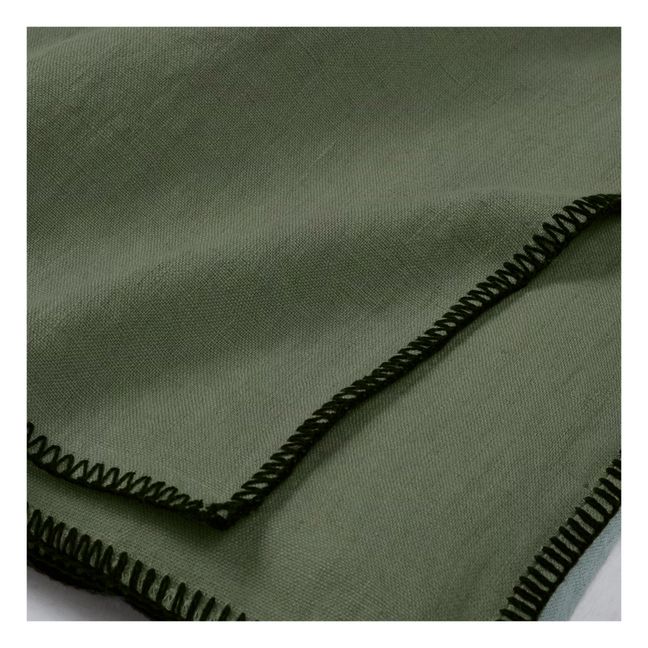 Nappe en lin lavé-surfilée | Vert kaki