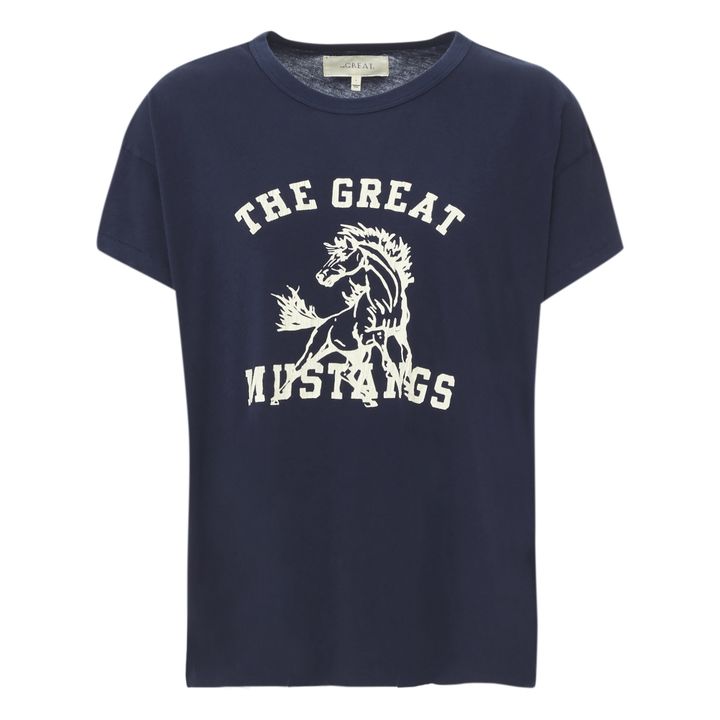 The Great - The Boxy Crew Mustang-motif T-shirt - Navy blue | Smallable