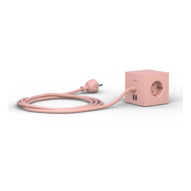 Square 1 Extension Cord with USB Port  | Pink