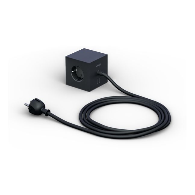 Prolunga Square 1 con presa USB | Nero