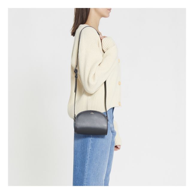 Bolso Demi Lune Mini de cuero liso | Negro