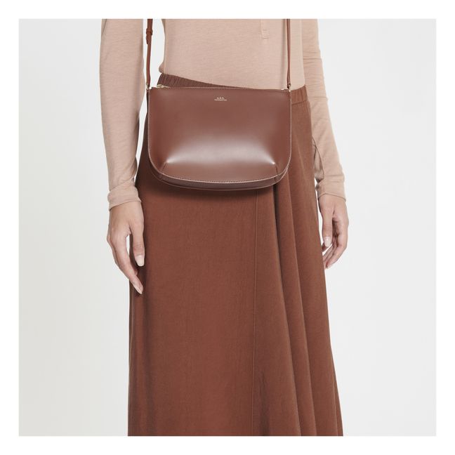 Bolso Sarah de cuero liso | Avellana