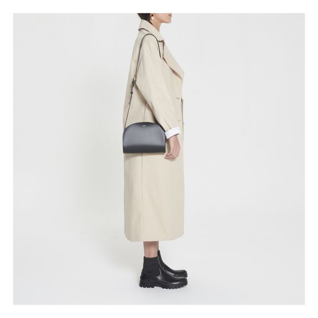 Bolso Media Luna Cuero Liso | Negro