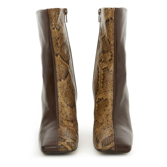 Bottines Ekatarina Bicolores Façon Serpent | Marron