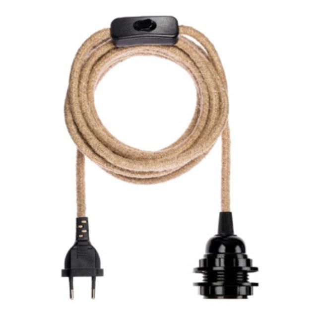 Opjet - Suspension douille cable corde - Naturel